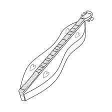 coloring page: Drawing of a Dulcimer with Hearts