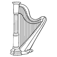 coloring page: Coloring picture of the musical instrument of the harp
