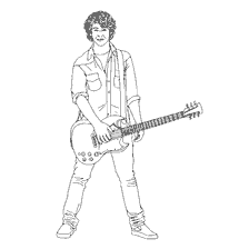coloring page: Contour coloring guitarist with electric guitar
