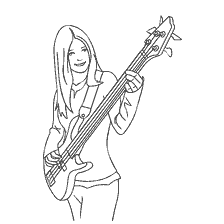 coloring page: Guitarist with electric guitar
