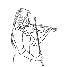 coloring page: Drawing of a violinist playing the violin