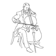 coloring page: A cellist playing the cello