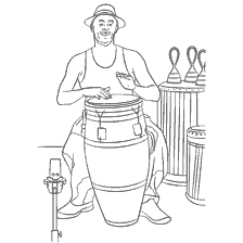 coloring page: A man plays the drum