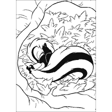 Kolorowanie z wizerunkiem skunksa z kreskówki Bambi