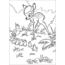 Bambi kolorowanki książki gdzie Bambi bawi się z ptakami