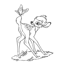 Bambi i motyl kolorowanie