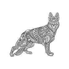 coloring page: Coloring for adults with the image of a German Shepherd