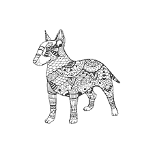 coloring page: Anti-stress coloring Bull Terrier in Zentang style