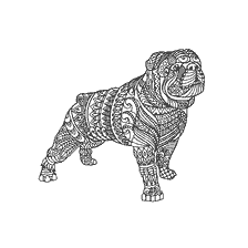 coloring page: Coloring for adults anti-stress with the image of the English Bulldog