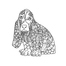 coloring page: Coloring anti-stress with Basset Hound image