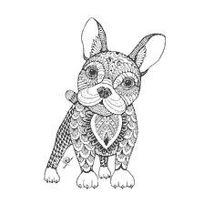 coloring page: Coloring for adults anti-stress with the image of the French Bulldog