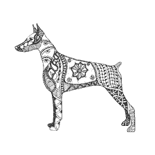 coloring page: Anti-stress coloring Doberman for adults