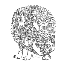 coloring page: Coloring dog breed Beagle in anti-stress style