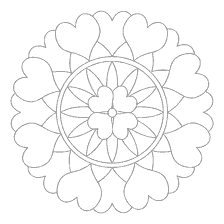 coloring page: Heart-shaped mandala painting