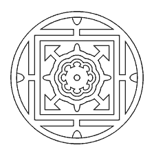coloring page: Black and white coloring mandala with geometric patterns
