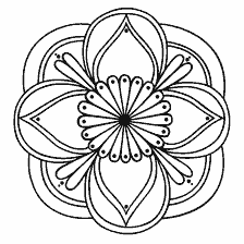 coloring page: Black and white coloring mandala with a flower
