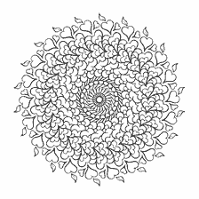coloring page: Coloring mandala with hearts and leaves