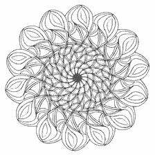 coloring page: Black and white coloring mandala with elements of leaves