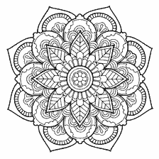 coloring page: Coloring flower mandala with intricate patterns and petals
