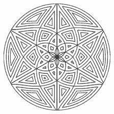 coloring page: Coloring geometric mandala with symmetrical patterns