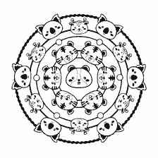 coloring page: Coloring mandala with the image of cute animals