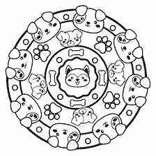 coloring page: Coloring mandala with images of dogs and legs