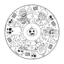 coloring page: Coloring mandala with Halloween characters