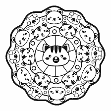 coloring page: Coloring mandala with the image of cute animals