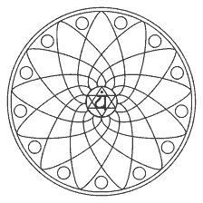 coloring page: Mandala with Anahata symbol for coloring