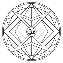 coloring page: Coloring geometric mandala with the symbol Om.