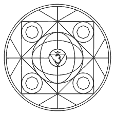 coloring page: Coloring mandala with Ajna symbol