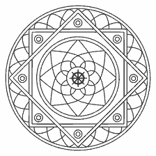 coloring page: Mandala with Samsara symbol for coloring