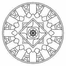coloring page: Mandala with Samsara Wheel for coloring