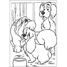 coloriage: Caractères colorés du dessin animé Lady and Tramp