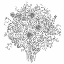 Livro de coloração anti-stress para adultos com um buquê de flores