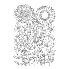 Colorir para adultos com um desenho de flores em um estilo anti-stress