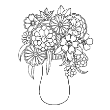 Colorir para adultos anti-stress - flores em um vaso
