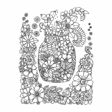 Colorir com flores e vaso