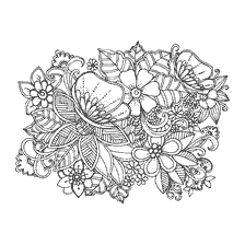 Colorir para adultos com flores e folhas