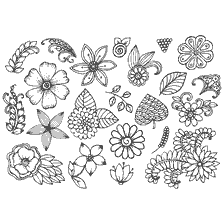 Corante anti-stress com a imagem de plantas de floração e padrões