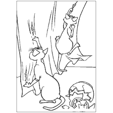 coloriage: Coloration avec des chats laids qui déchirent des rideaux
