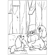 coloriage: Coloration avec Lady et Tramp, représentant des chiens errants